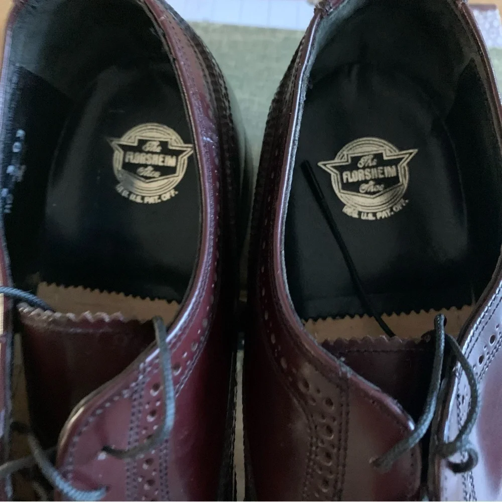Florsheim Wingtip Leather Lace Up Formal Maroon Shoes Size 11